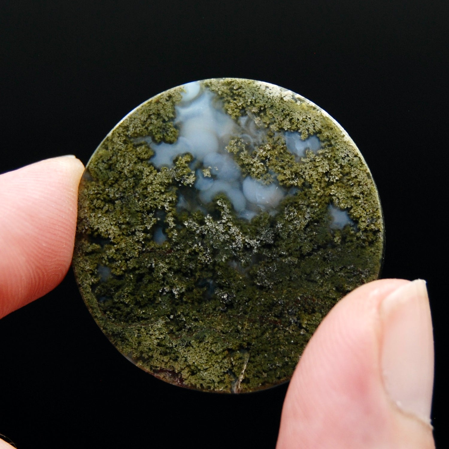 34mm Beautiful Moss Agate Round Cabochon, a13