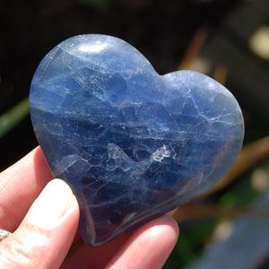 Blue Fluorite Heart Shaped Crystal Palm Stone
