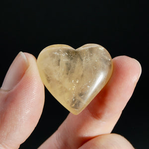 Genuine Citrine Crystal Heart, Natural Citrine Palm Stone, Brazil