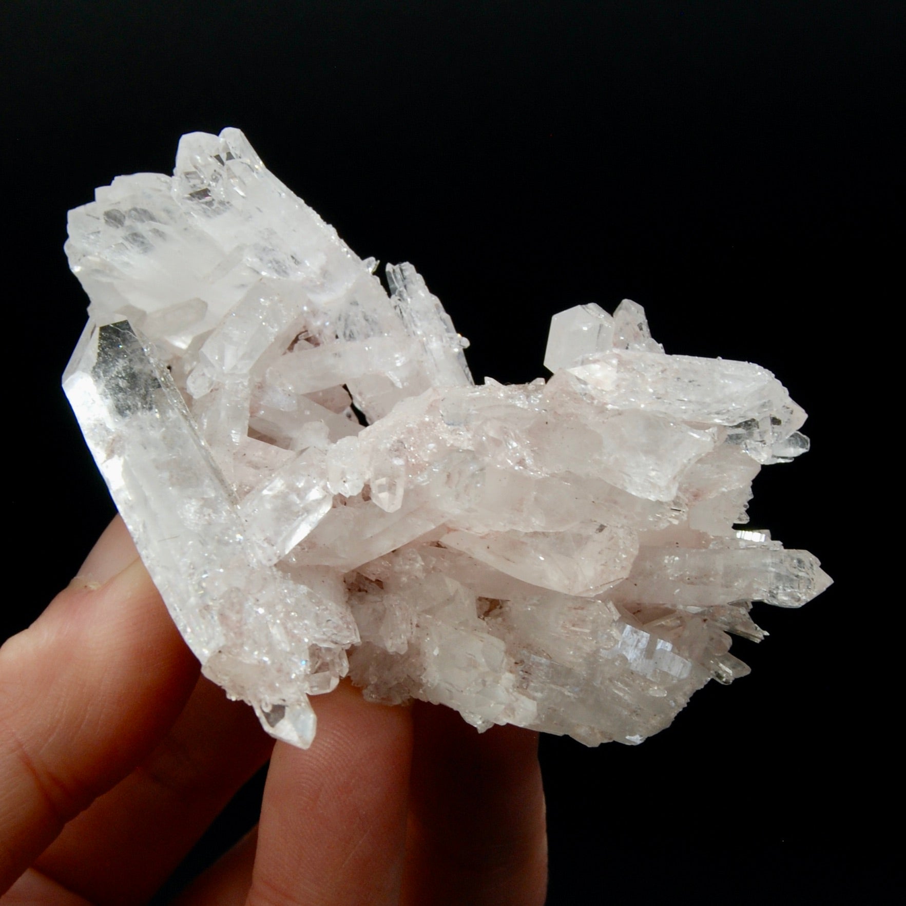 Pink Faden Quartz Crystal Cluster, Colombia