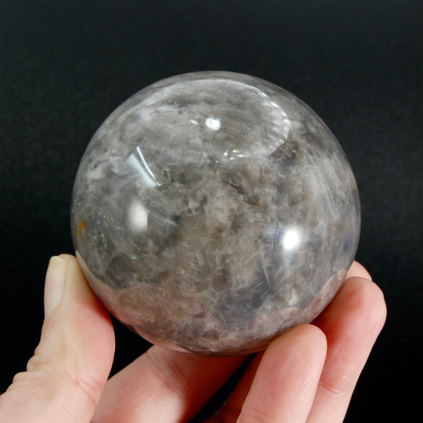Blue Rose Quartz Crystal Sphere with Golden Healer