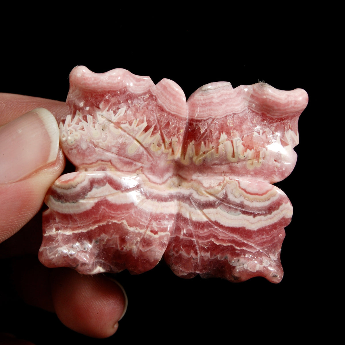 Genuine Rhodochrosite Carved Crystal Crystal Flower, Argentina