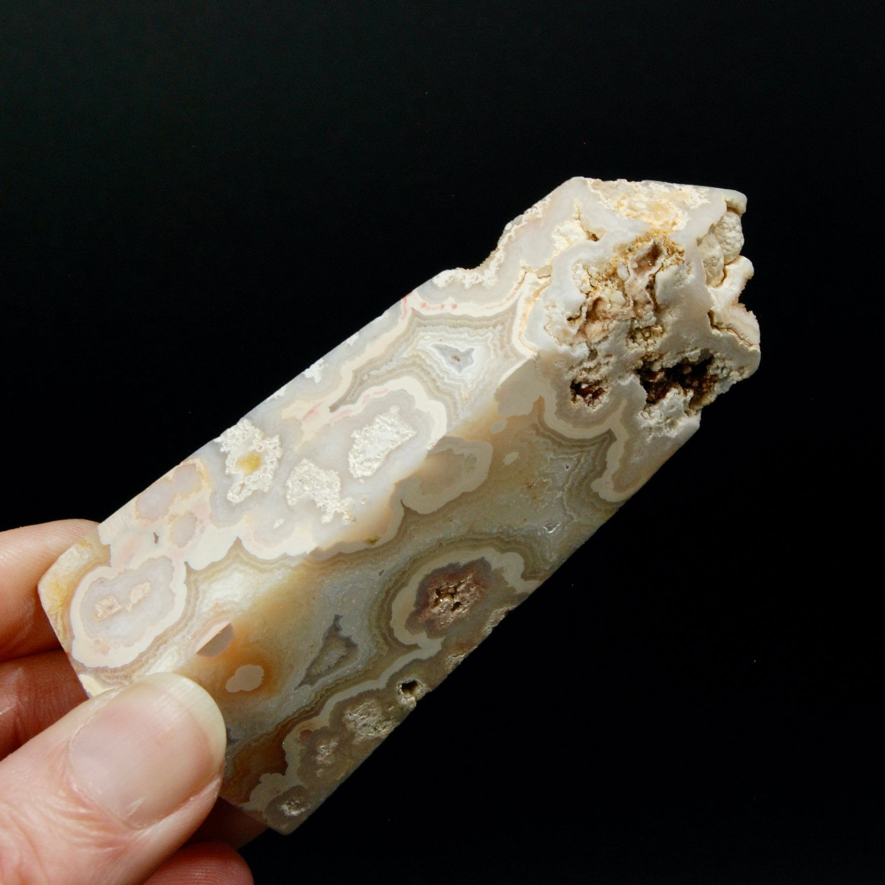 PINK Crazy Lace Agate Druzy Filled Crystal Tower, Indonesia