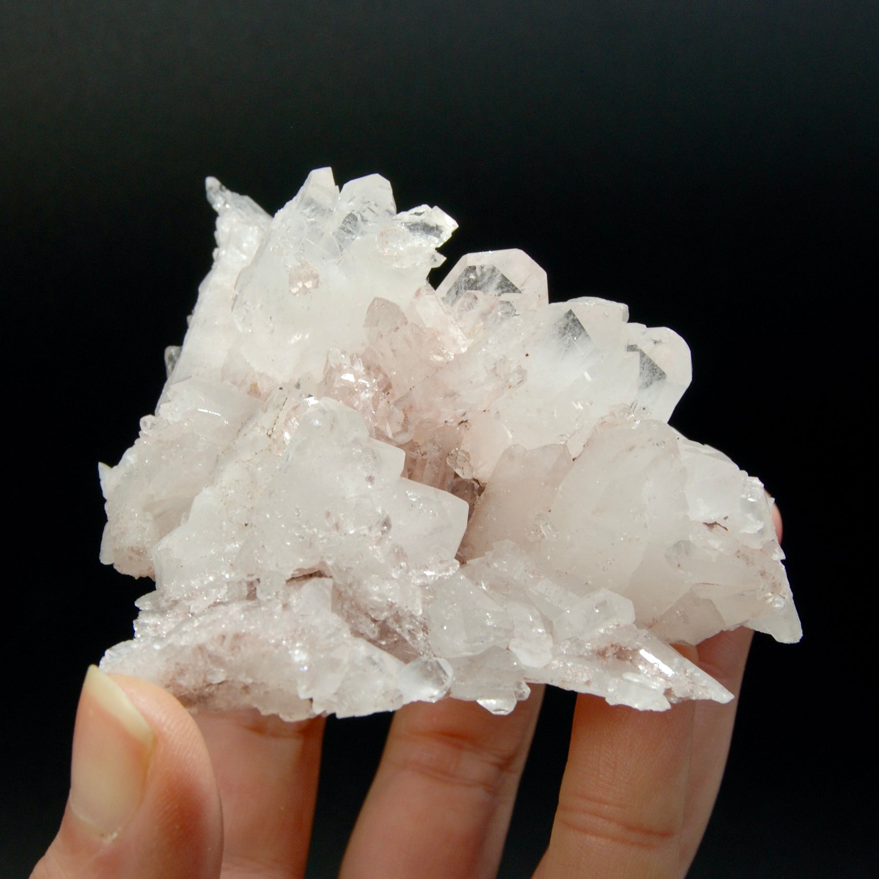 Pink Faden Quartz Crystal Cluster, Colombia