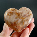 Large Sakura Flower Agate Heart Shaped Palm Stone, Madagascar