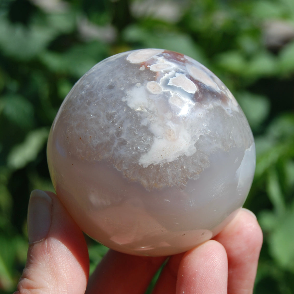 Lavender Pink Sakura Flower Agate Crystal Sphere