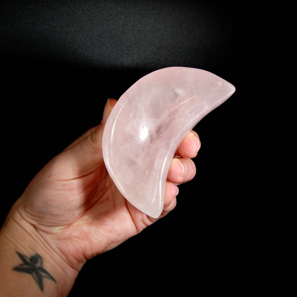 Rose Quartz Crystal Moon Bowl