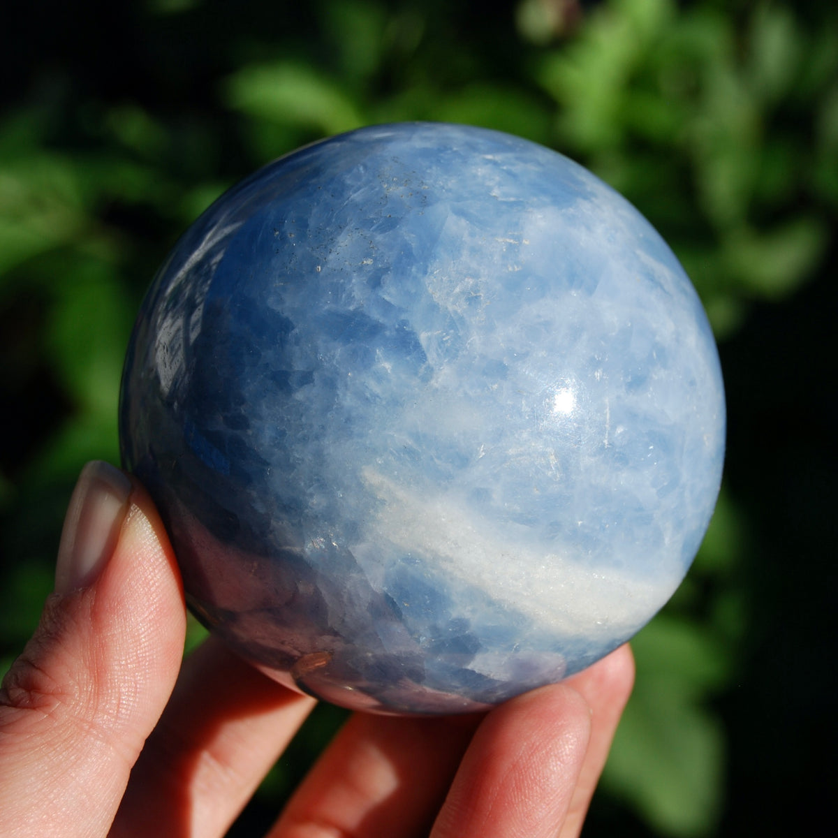 Blue Calcite Crystal Sphere