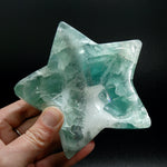 Large Green Fluorite Crystal Star Shaped Bowl