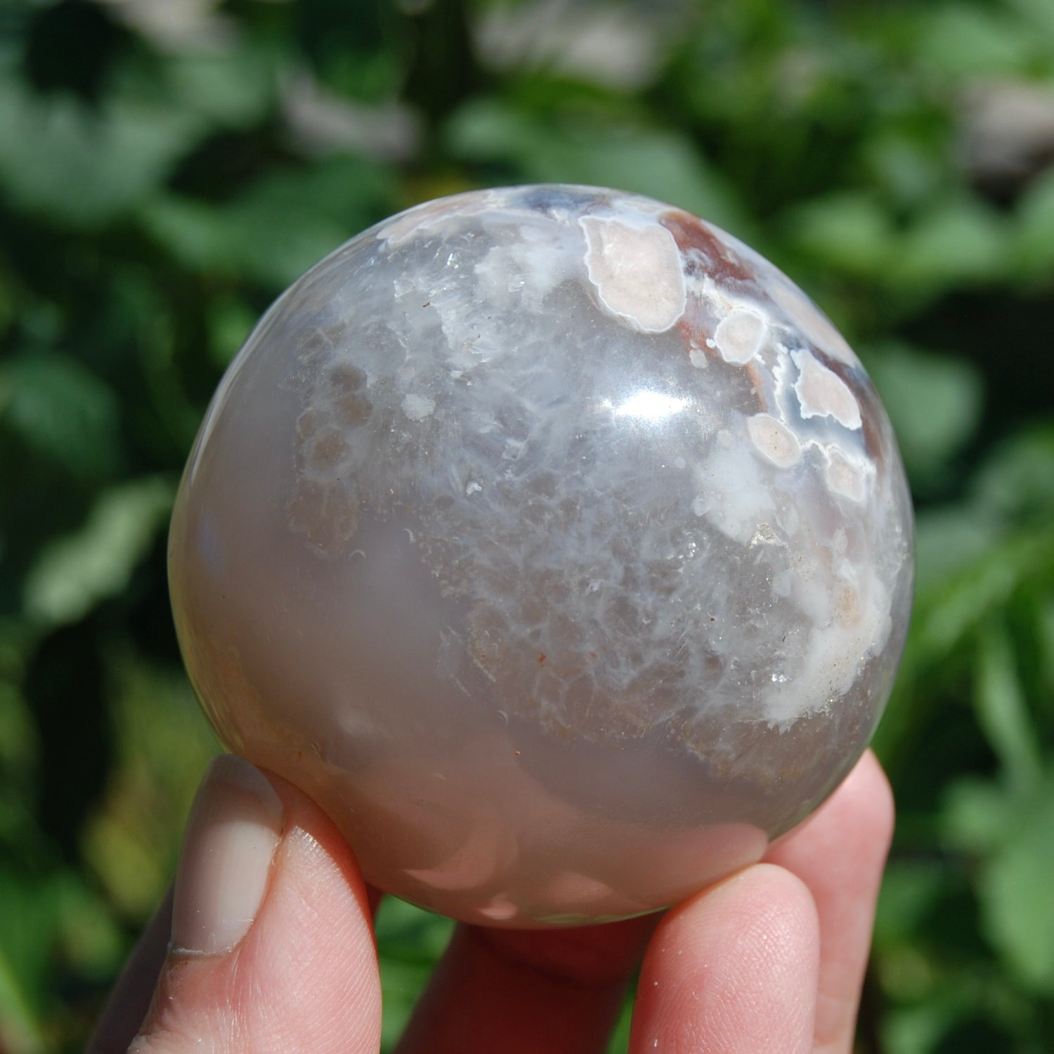 Lavender Pink Sakura Flower Agate Crystal Sphere