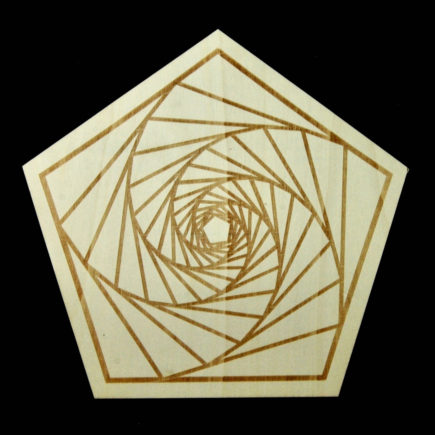 12in Large Wood FRACTAL SPIRAL Crystal Grid Sacred Geometry