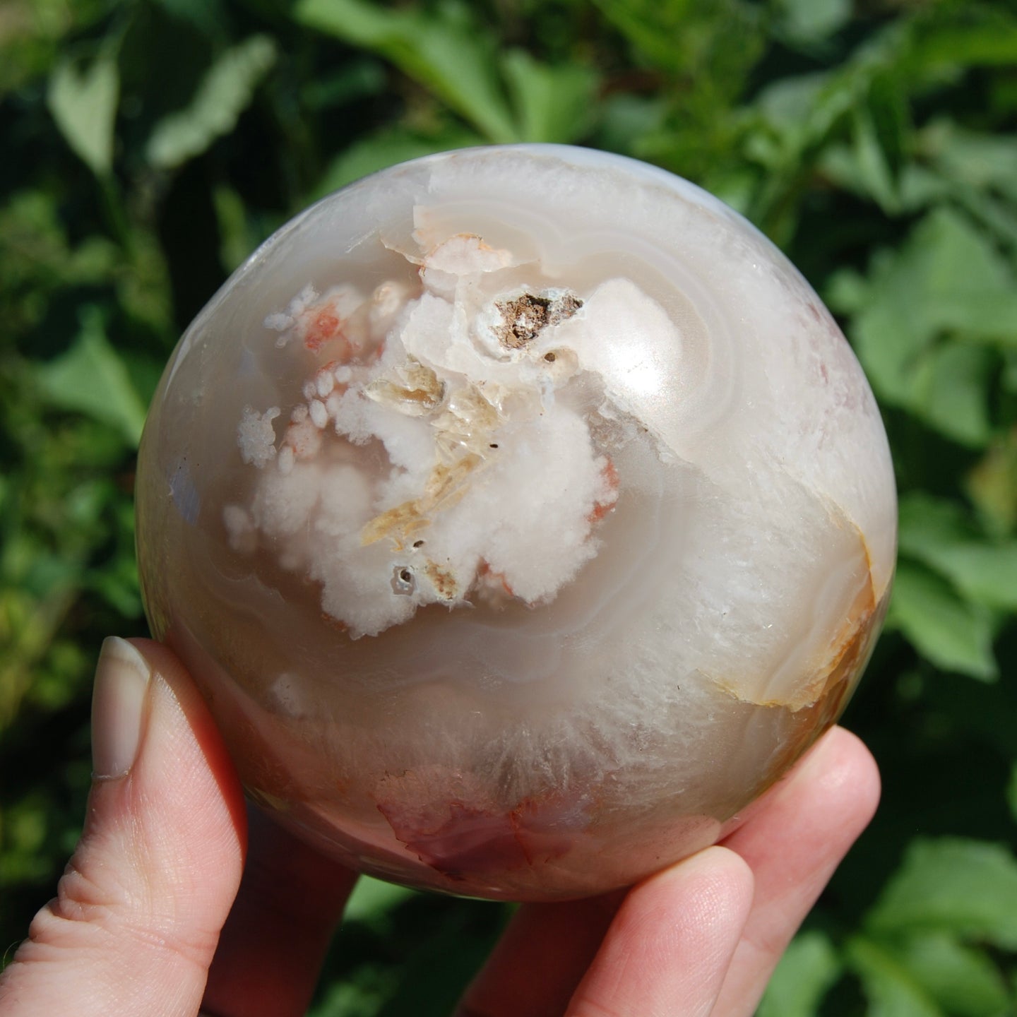 Peach Pink Sakura Flower Agate Crystal Spher