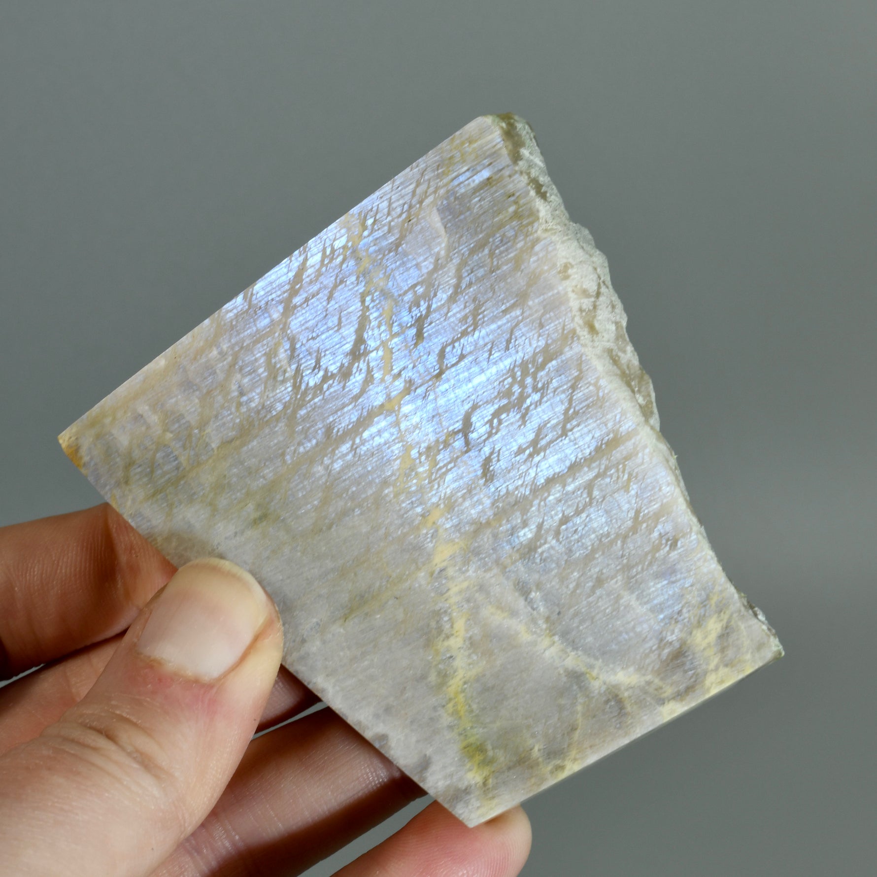 Flashy Rainbow Moonstone Sunstone Crystal Slab, Thick Rainbow Moonstone Slice, India