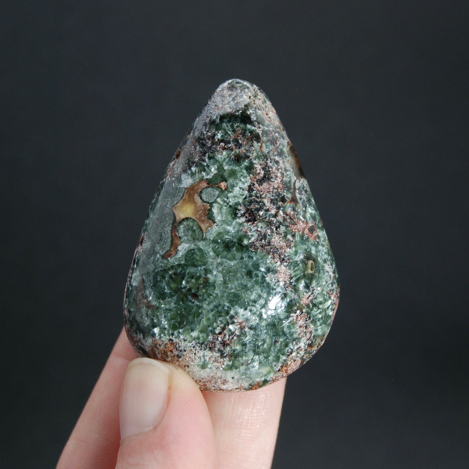 Flashy Seraphinite Crystal Palm Stone, Russia