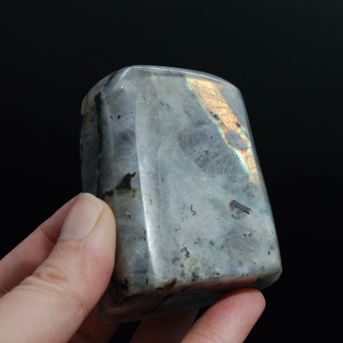 Purple Labradorite Crystal Freeform Tower, Super Flashy Spectrolite