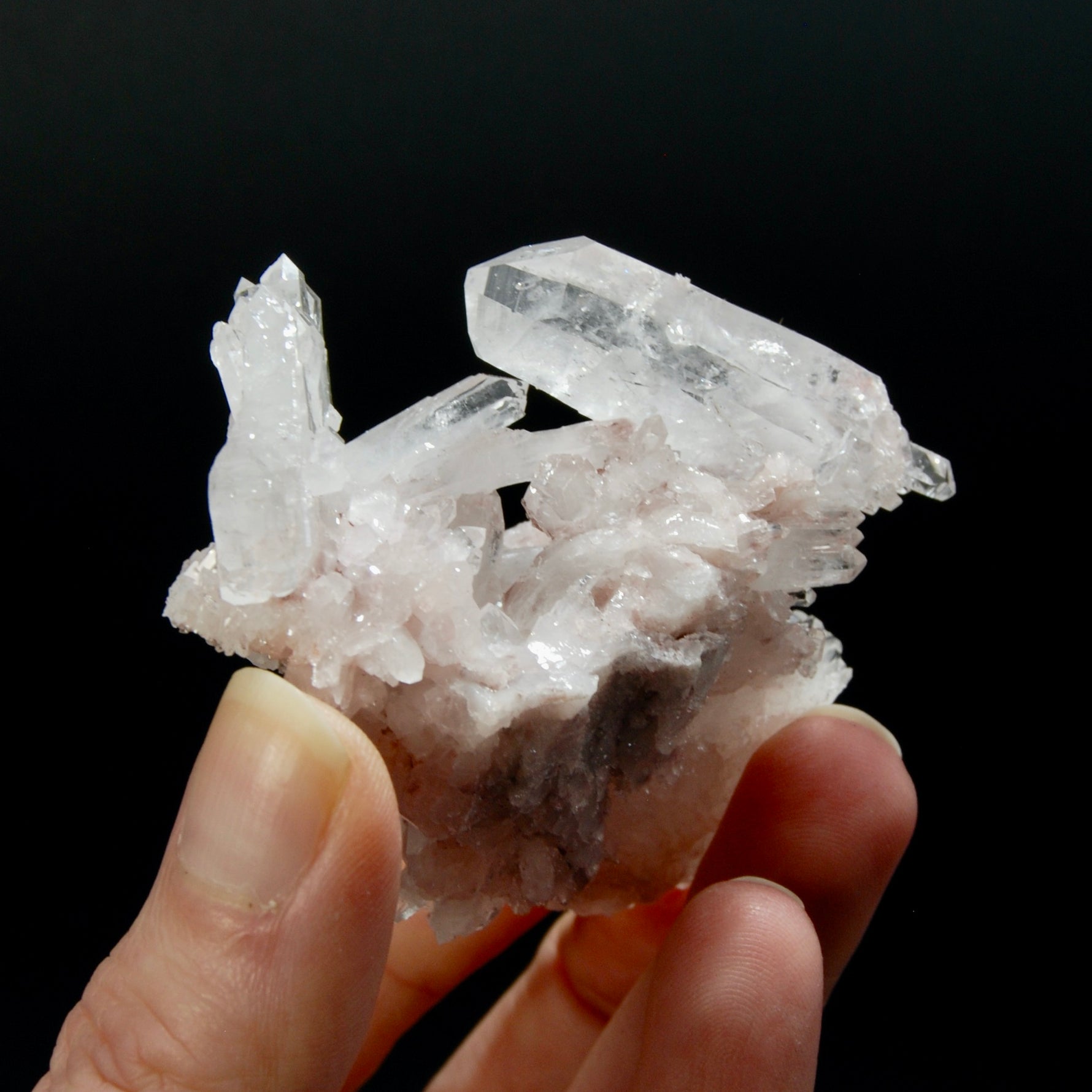 Pink Faden Quartz Crystal Cluster, Colombia