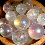 Angel Aura Clear Quartz Crystal Sphere, 25mm to 35mm