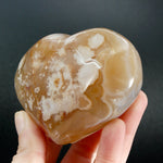 Large Sakura Flower Agate Heart Shaped Palm Stone, Madagascar