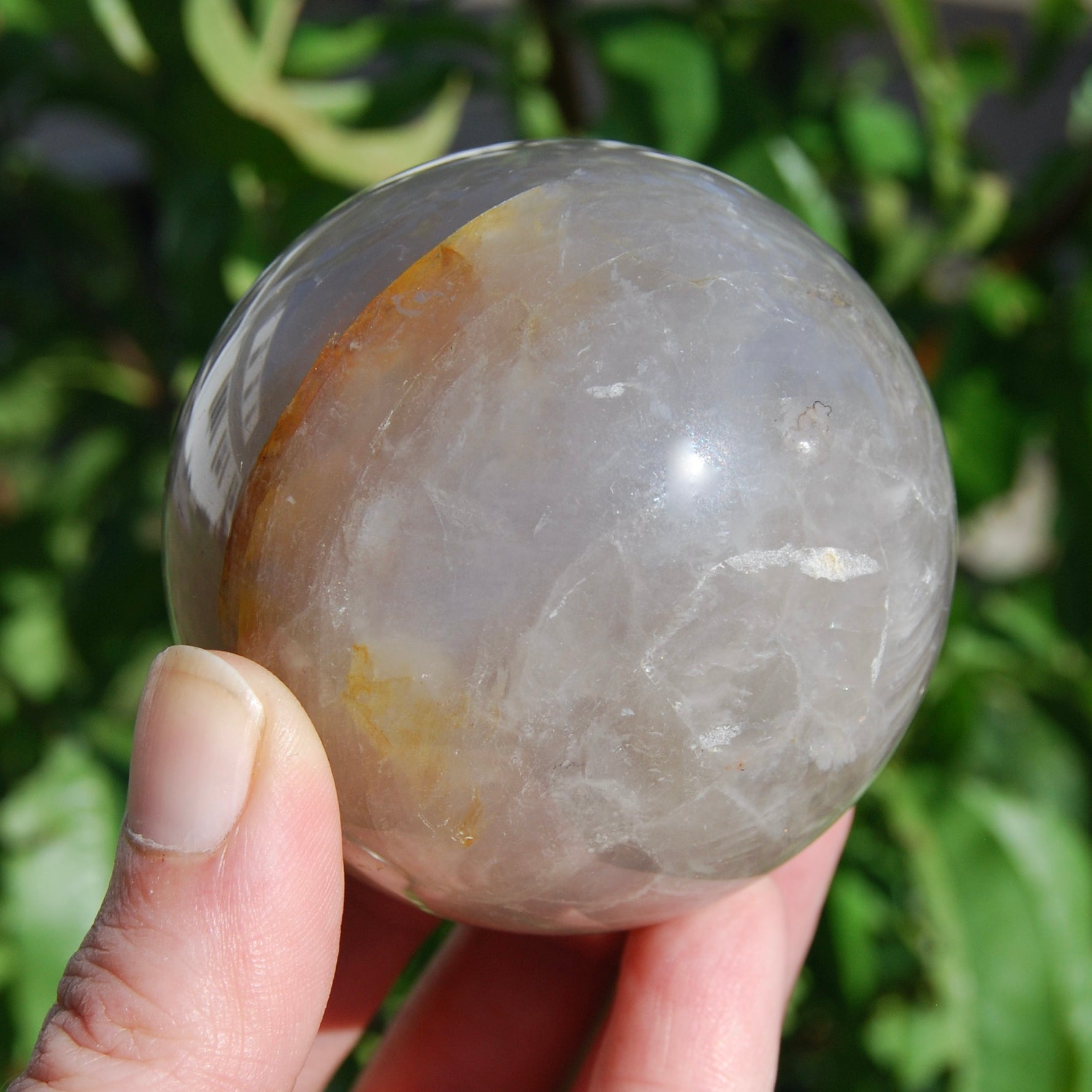 Hematoid Blue Rose Quartz Crystal Sphere