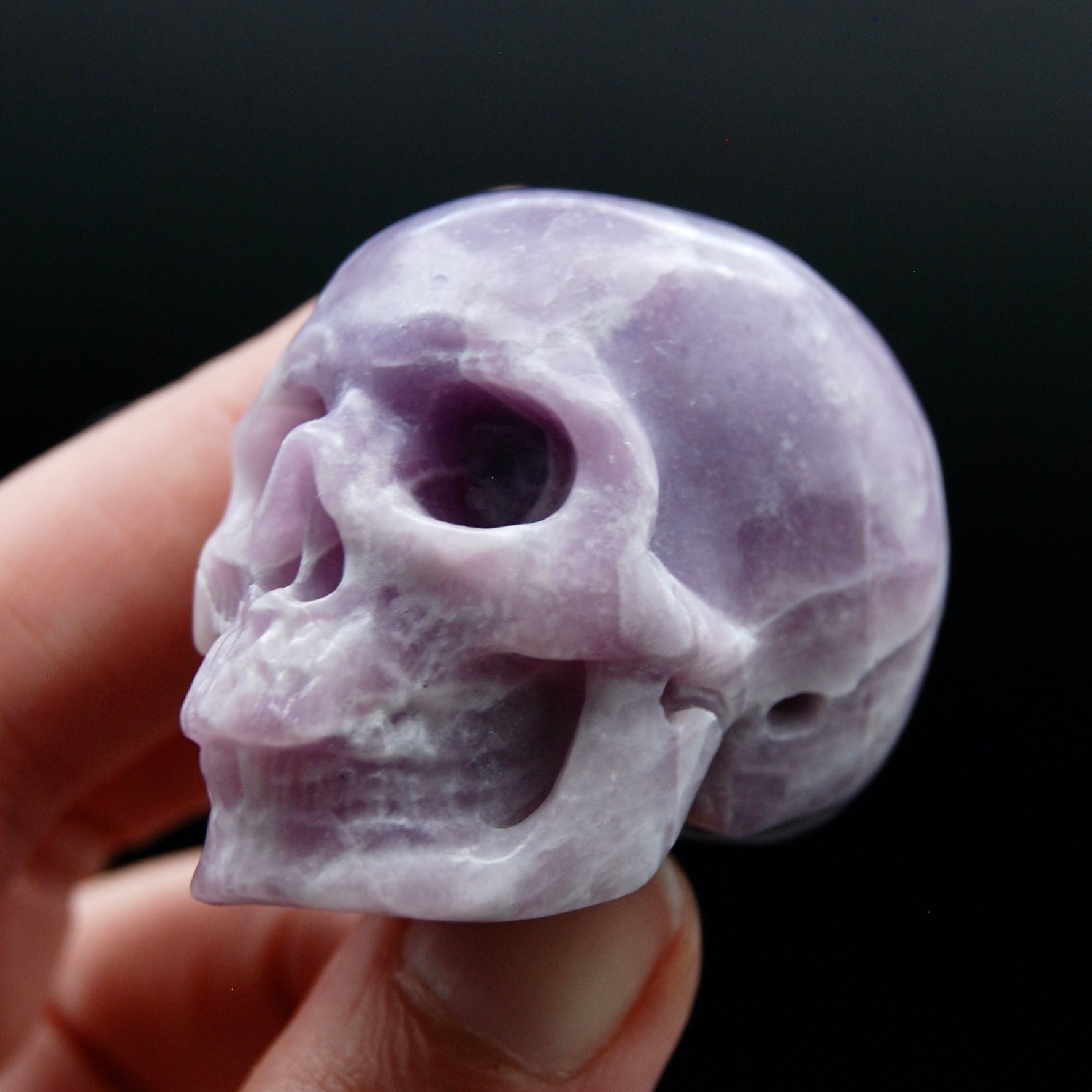 Lepidolite Carved Crystal Skull