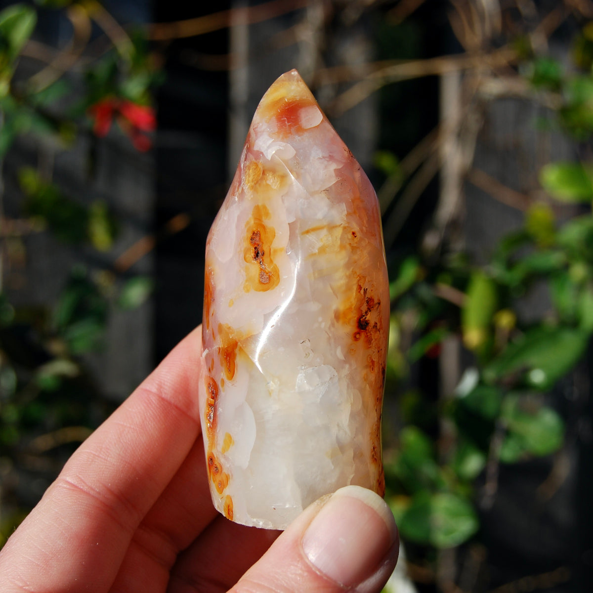 Carnelian Crystal Flame, Carnelian Agate Freeform Tower, Madagascar