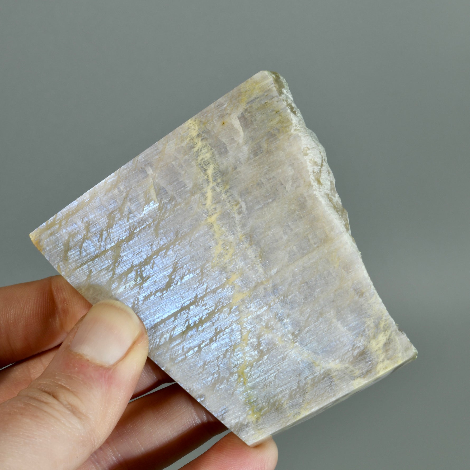 Flashy Rainbow Moonstone Sunstone Crystal Slab, Thick Rainbow Moonstone Slice, India