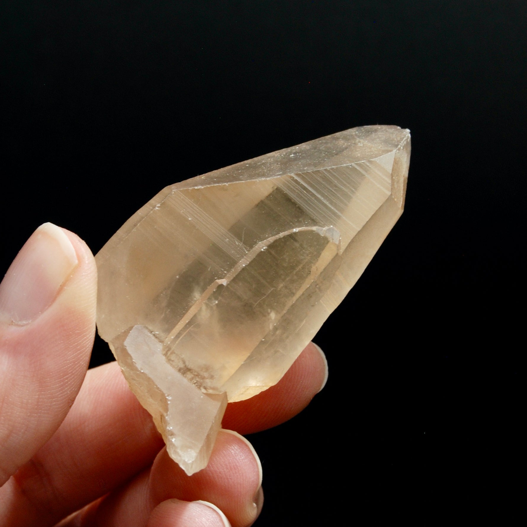 Pink Shadow Lemurian Seed Quartz Crystal Laser, Serra do Cabral, Brazil