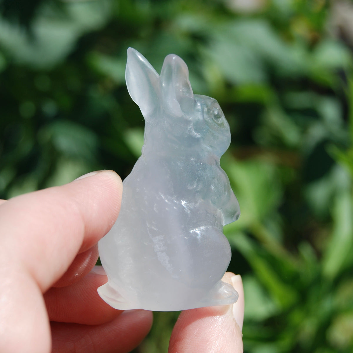 Yttrium Fluorite Carved Crystal Rabbit