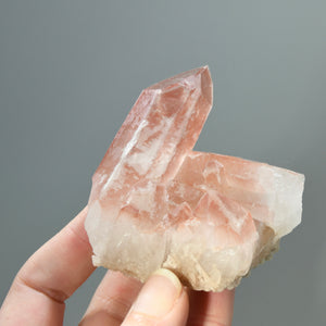 Tantric Twin Channeler Strawberry Pink Scarlet Temple Lemurian Quartz Crystal Cluster Dreamsicle, Serra do Cabral, Brazil