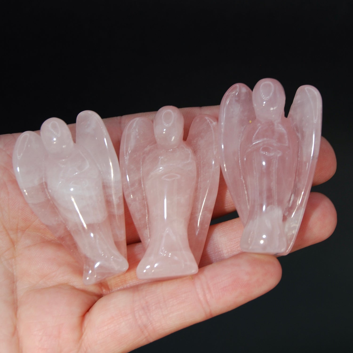 Rose Quartz Carved Crystal Guardian Angel