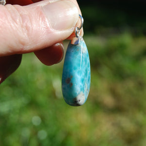 Larimar Gemstone Pendant for Necklace, Dominican Republic