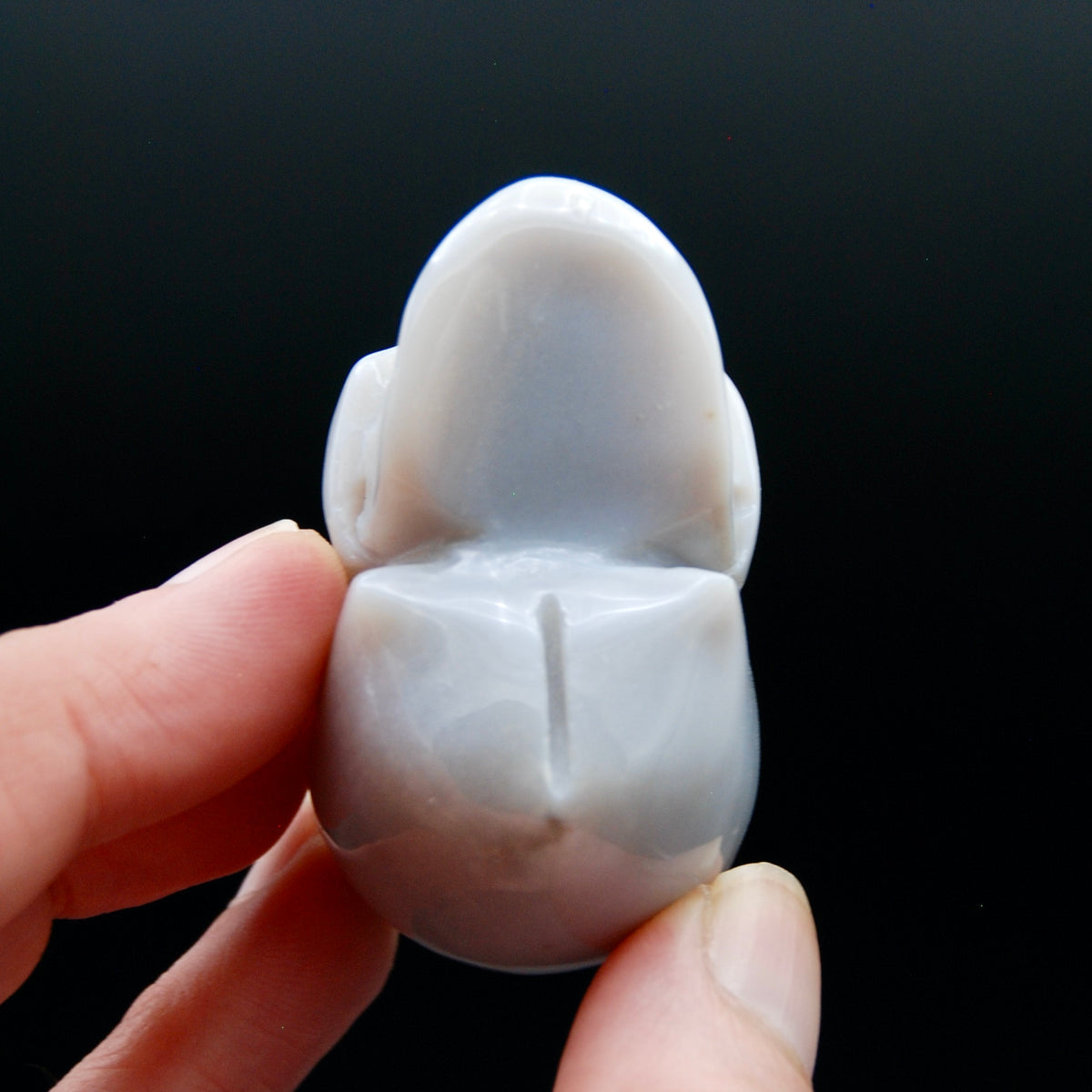 Grey Agate Geode Carved Crystal Skull