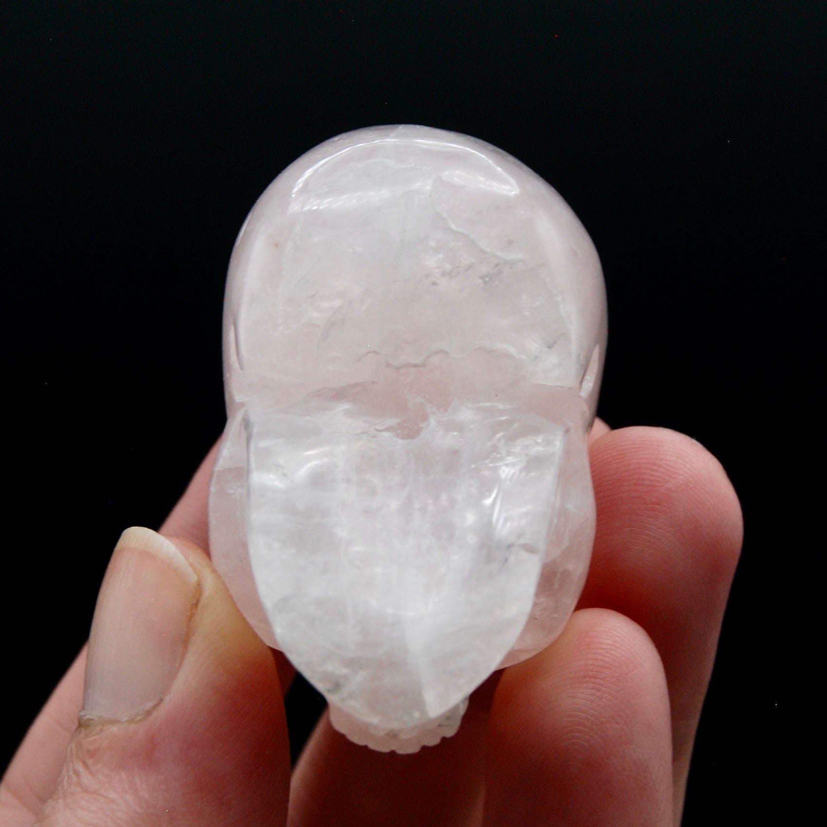 2in Rose Quartz Crystal Skull, Realistic Carved Crystal