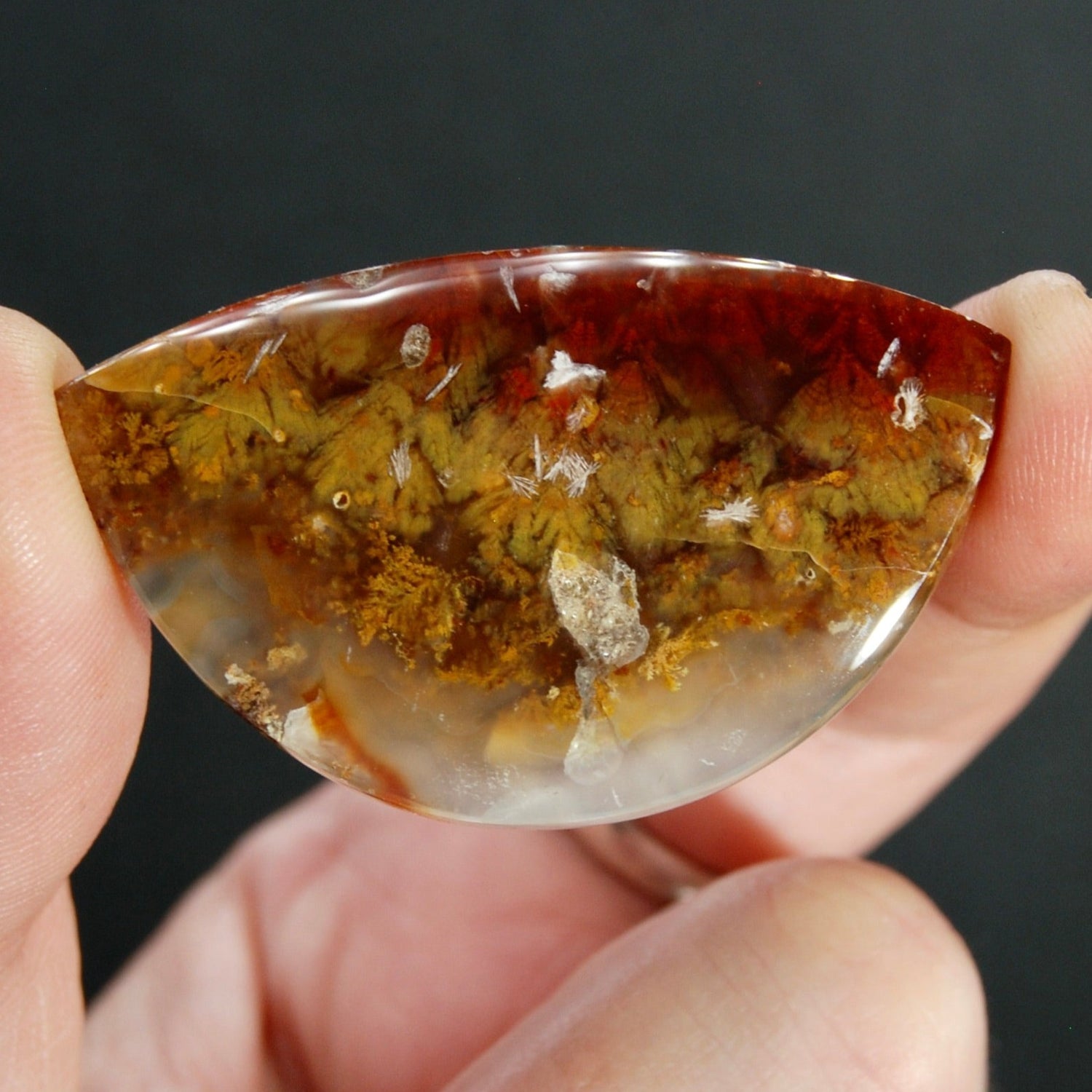 Sagenite Plume Agate Cabochon