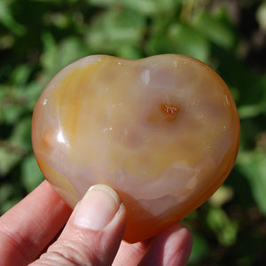 Carnelian Agate Crystal Heart Palm Stone