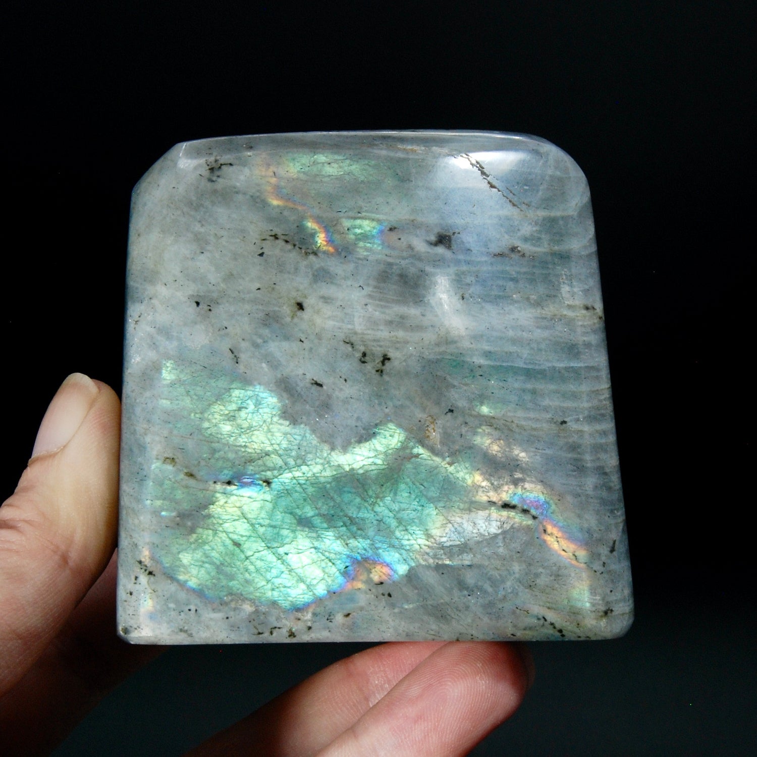 Sunset Labradorite Crystal Freeform Tower, Super Flashy Spectrolite