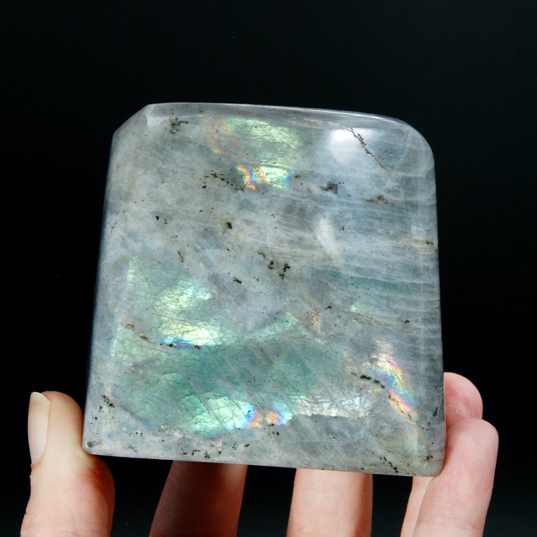 Sunset Labradorite Crystal Freeform Tower, Super Flashy Spectrolite