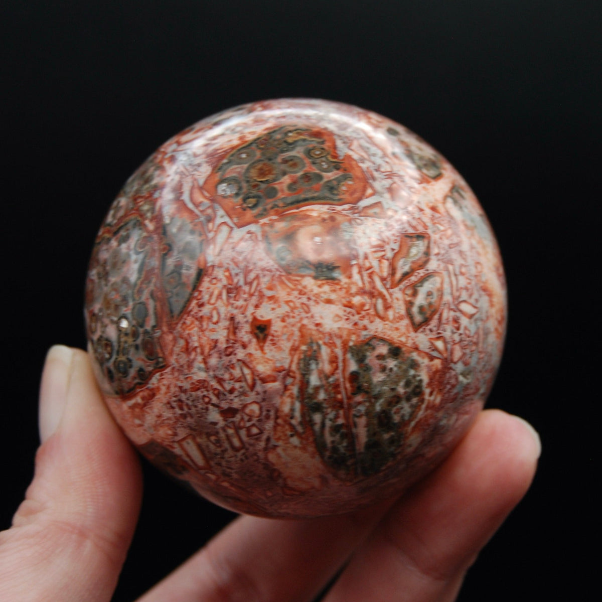 Pink Leopard Skin Jasper Crystal Sphere