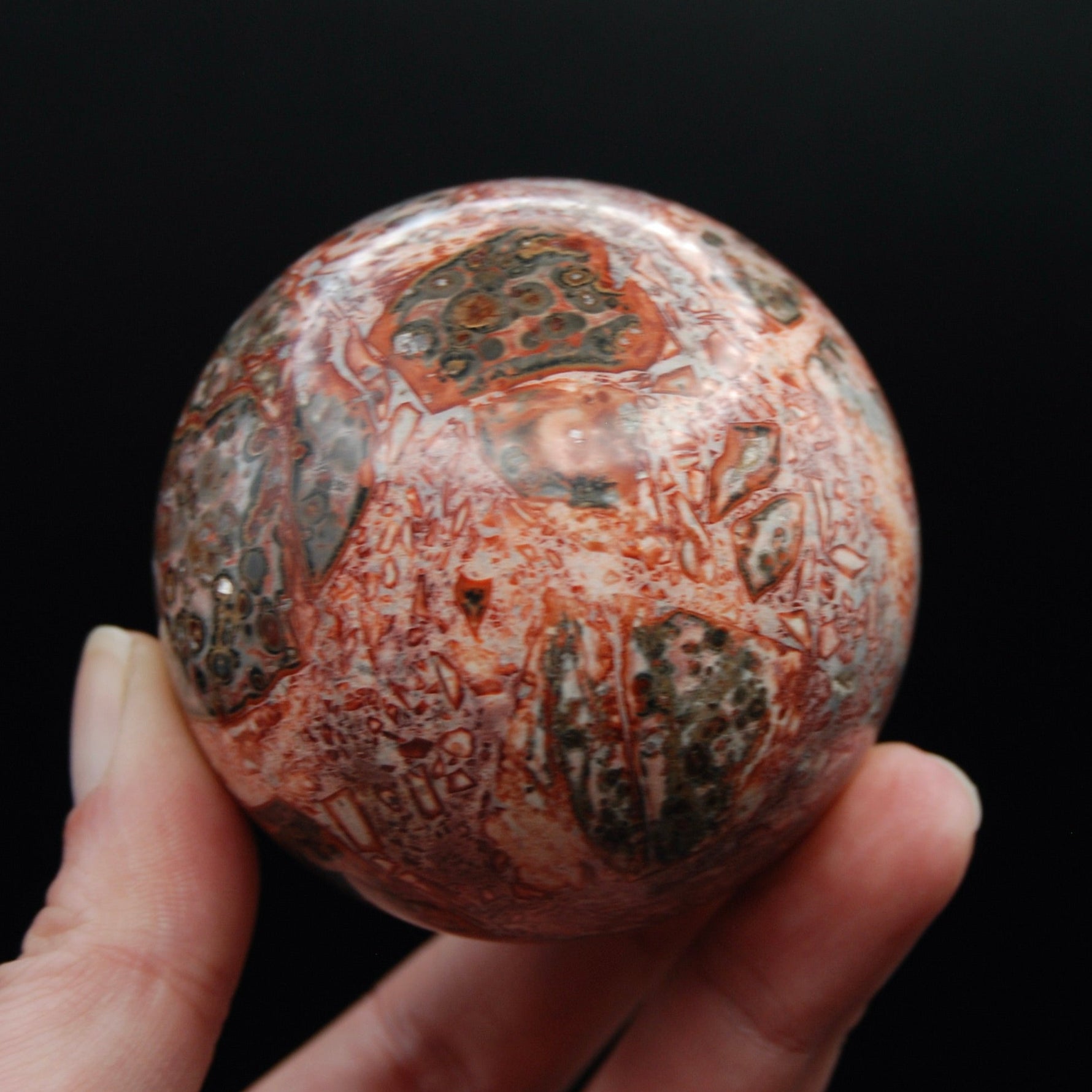Pink Leopard Skin Jasper Crystal Sphere