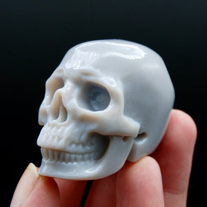 Grey Agate Geode Carved Crystal Skull