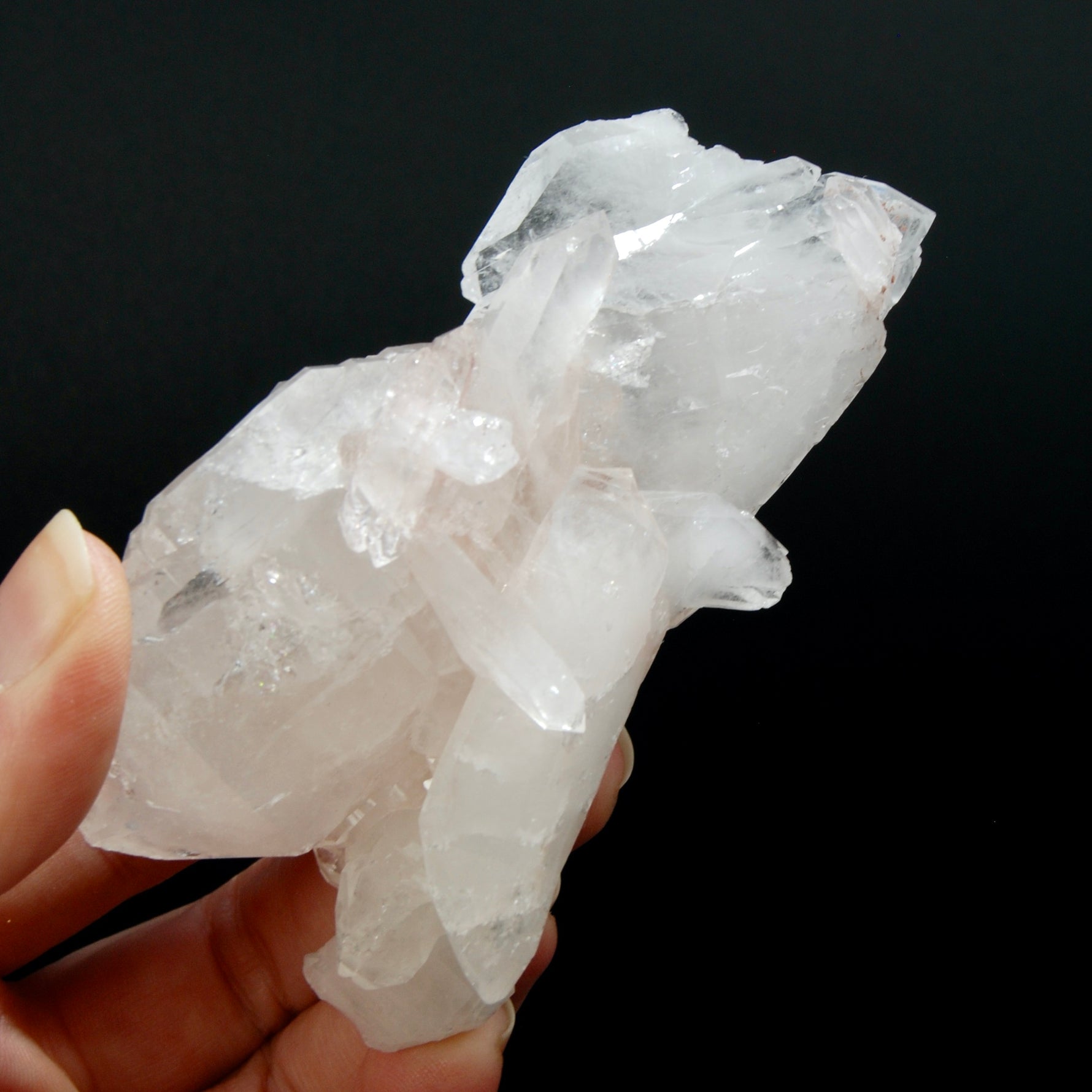 Pink Faden Quartz Crystal Cluster, Colombia