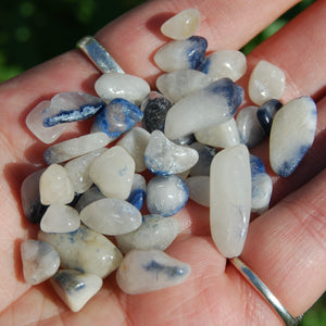Blue Dumortierite in Quartz Crystal Tumbled Stones