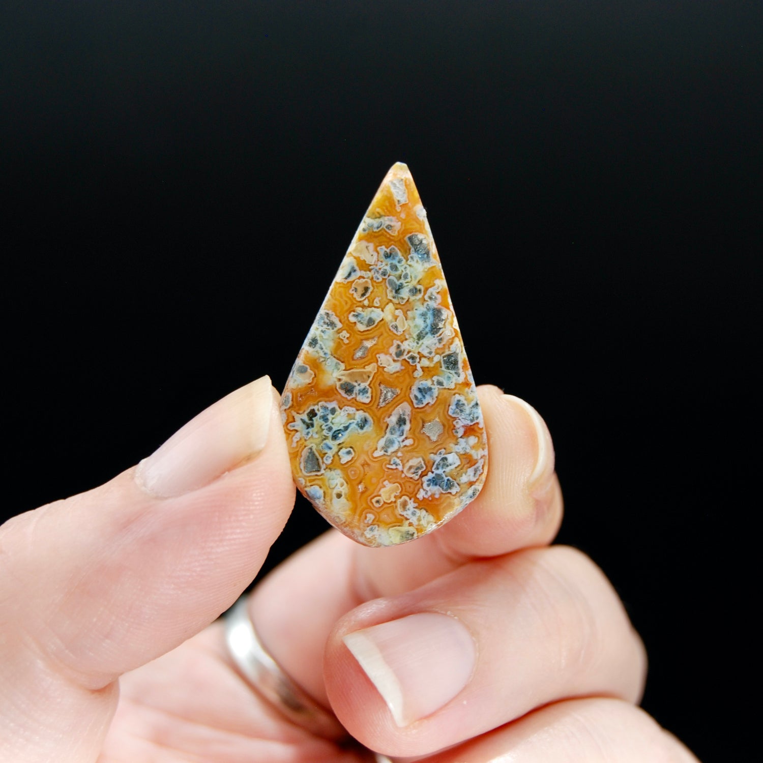 Marcasite Agate Matrix Teardrop Pear Cabochon, Indonesia