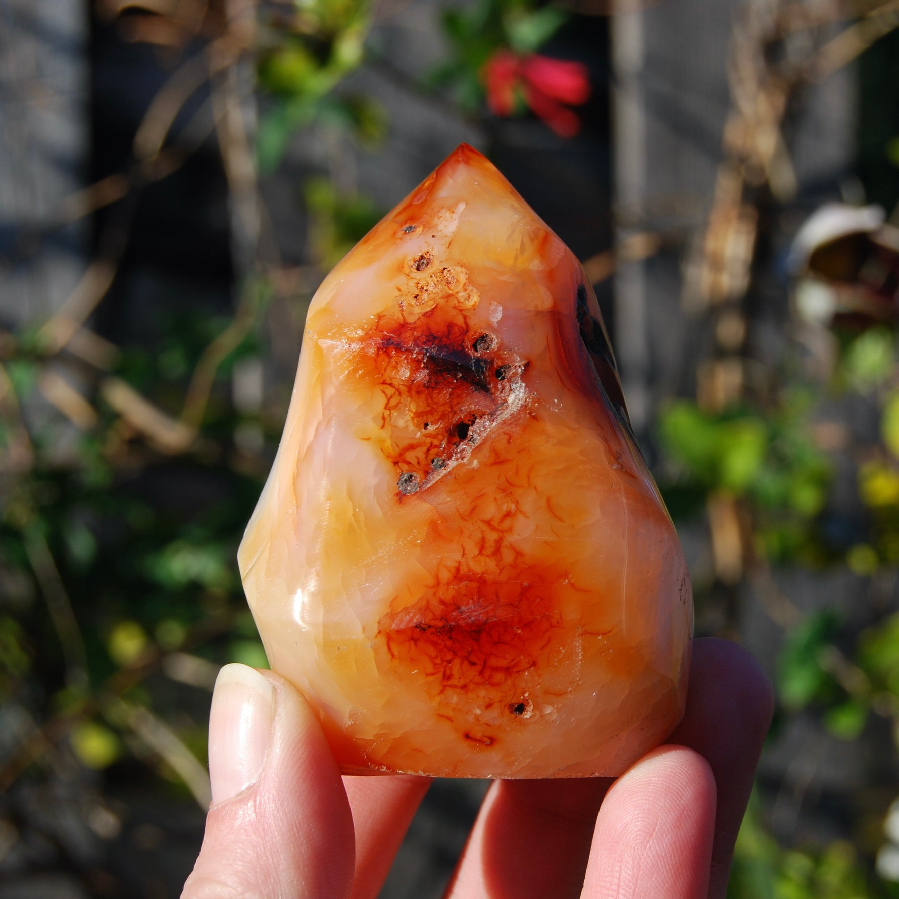 Carnelian Crystal Flame, Carnelian Agate Freeform Tower, Madagascar