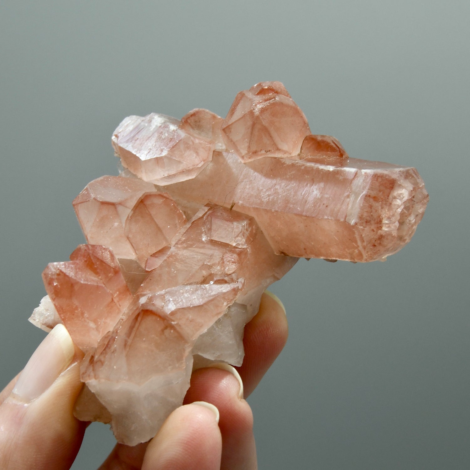 ET Crown Tantric Twin Strawberry Pink Scarlet Temple Lemurian Quartz Crystal Cluster Dreamsicle, Serra do Cabral, Brazil