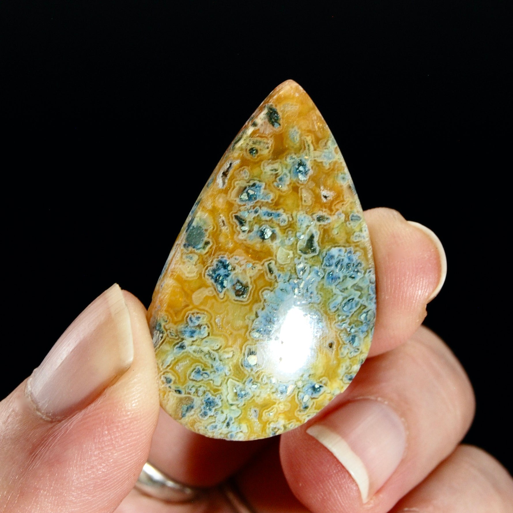 Marcasite Agate Matrix Teardrop Pear Cabochon, Indonesia