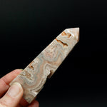 PINK Crazy Lace Agate Druzy Filled Crystal Tower, Indonesia
