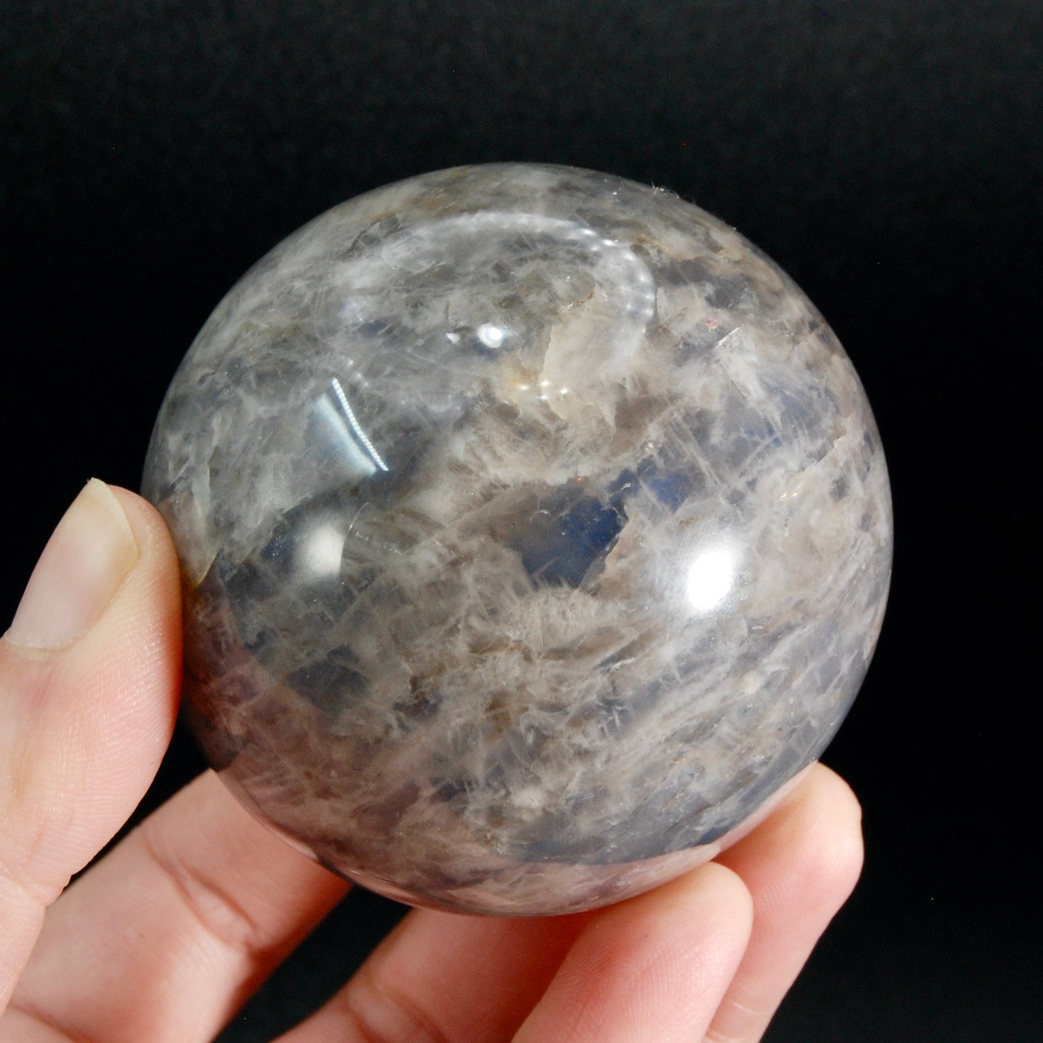 Blue Rose Quartz Crystal Sphere with Golden Healer