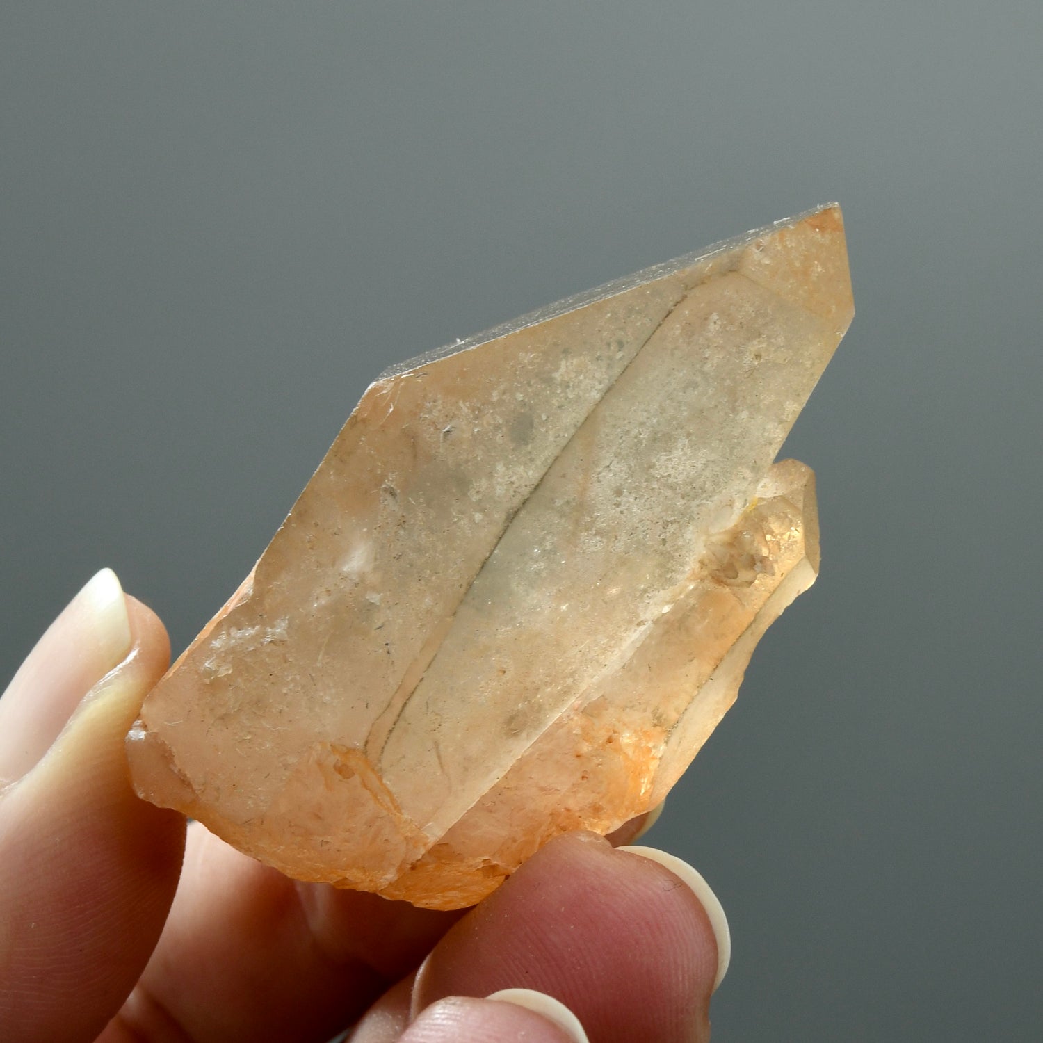 Record Keeper Tantric Twin Pink Shadow Smoky Scarlet Temple Lemurian Seed Quartz Crystal, Serra do Cabral, Brazil