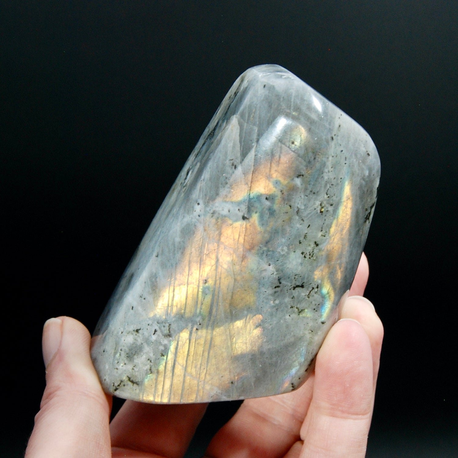 Sunset Labradorite Crystal Freeform Tower, Super Flashy Spectrolite